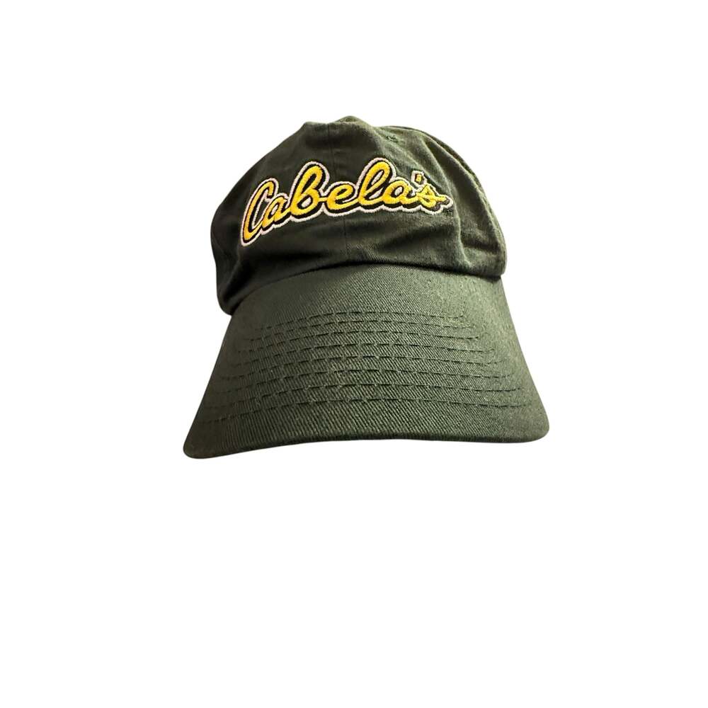 Cabela's Worlds Foremost Outfitter Green Adjustable Script Logo Strapback Hat